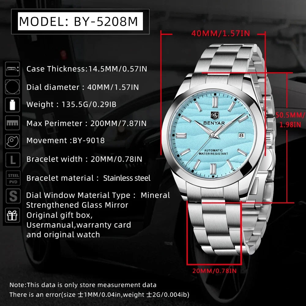 2024 Sand Road Hot Selling 40MM Mechanical Watch 316L Stainless Steel 50M Waterproof Men'S Z Automatic Mechanical Watch
