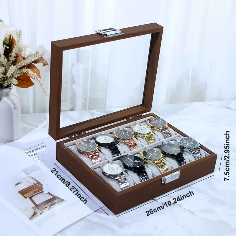 DELESYS New Walnut Wood Creative Watch Box Chinese Style Retro Wood Watch Display Box Large Capacity Beautiful Watch Box