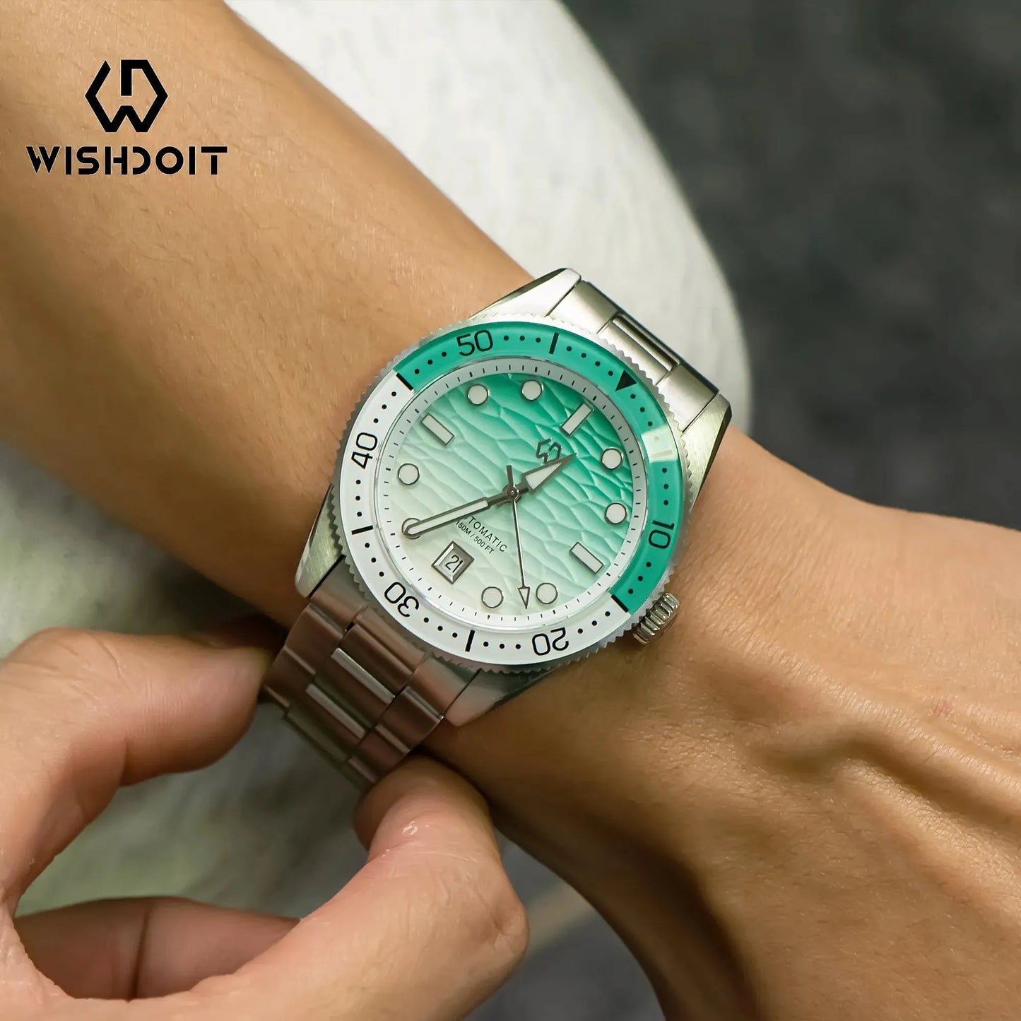 Wishdoit 9012G — Automatic Diver Watch, Ripple Dial, 40mm Case, Miyota Movement, Sapphire