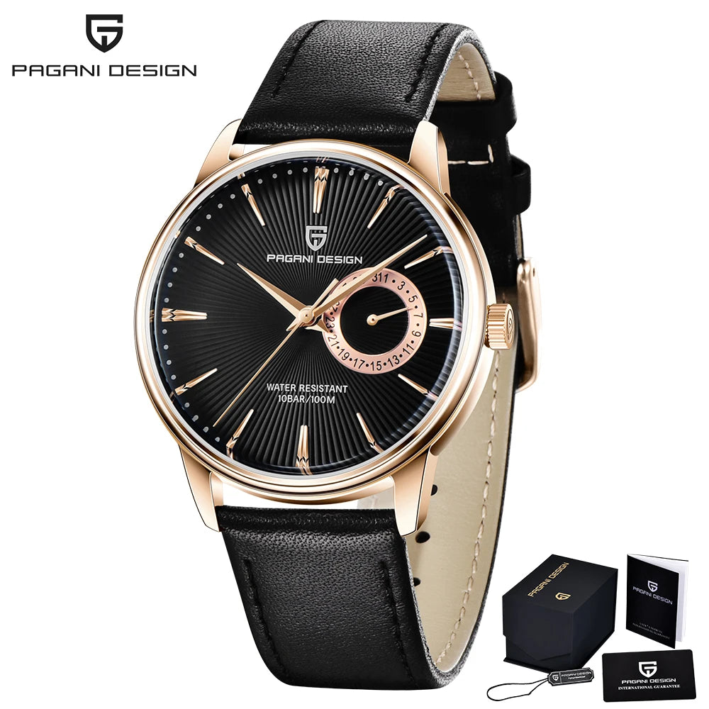 PAGANI DESIGN PD-1654 Field Watch — Small Seconds Dial, Sapphire Crystal, Genuine Leather