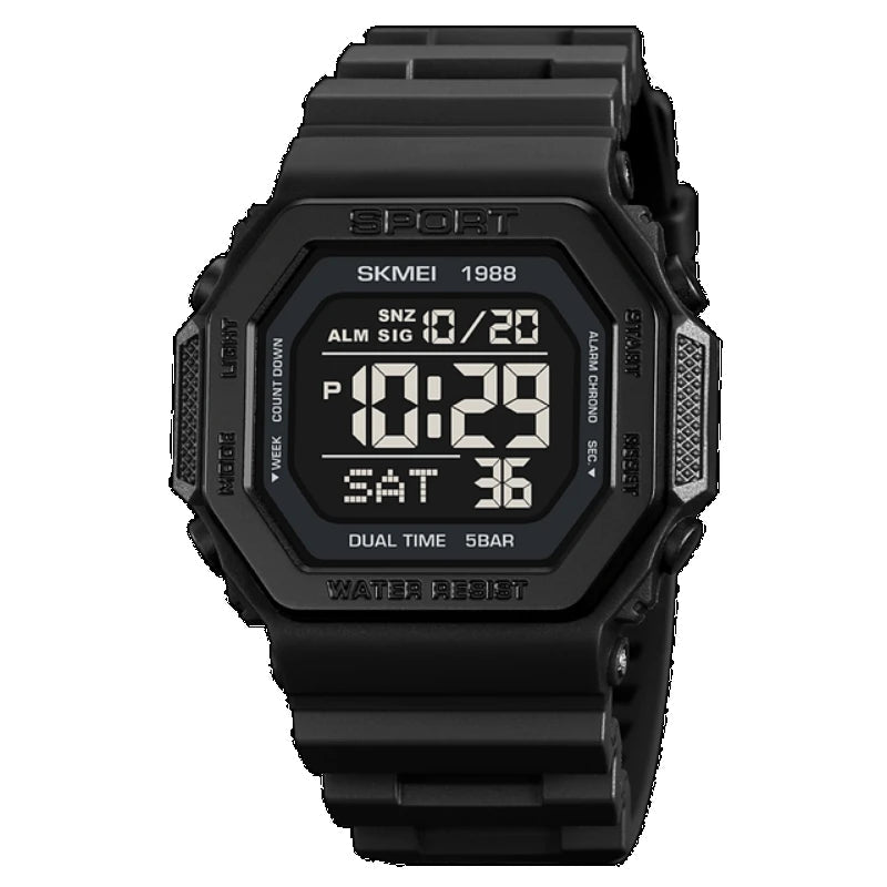 SKMEI 1988 digital sports watch, multi time zone, LED backlight