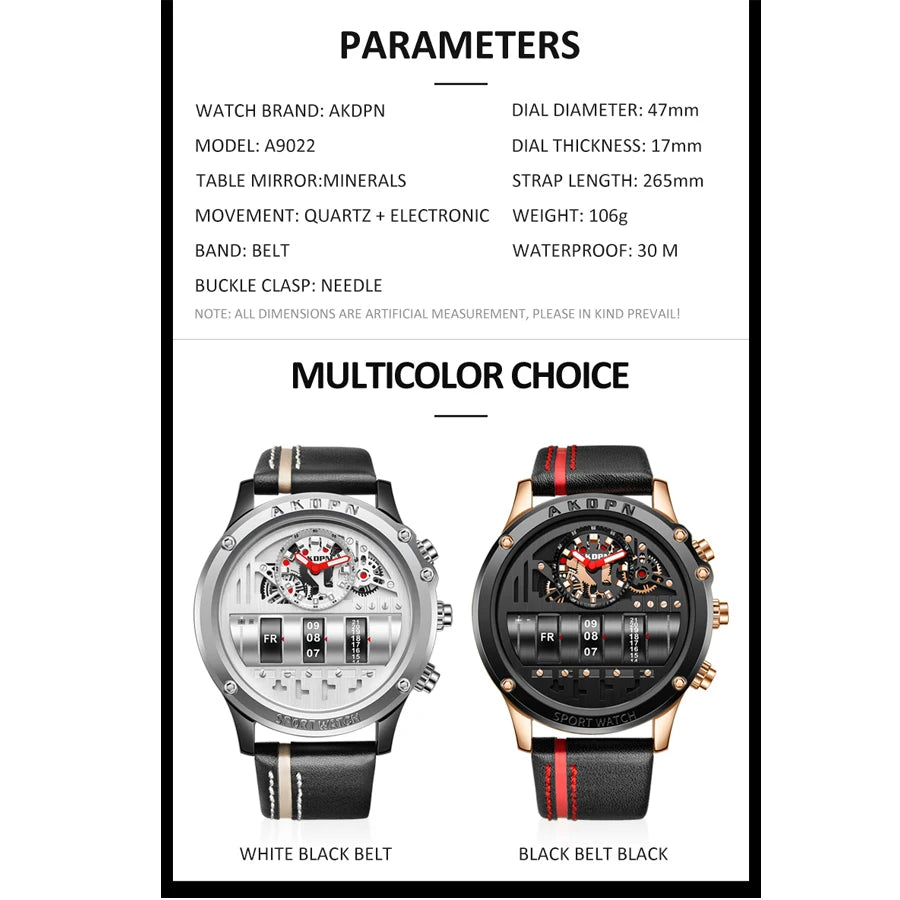 Turns Heads, Tells Time — Rotating Date Skeleton Watch, Spinning Dials & Hands