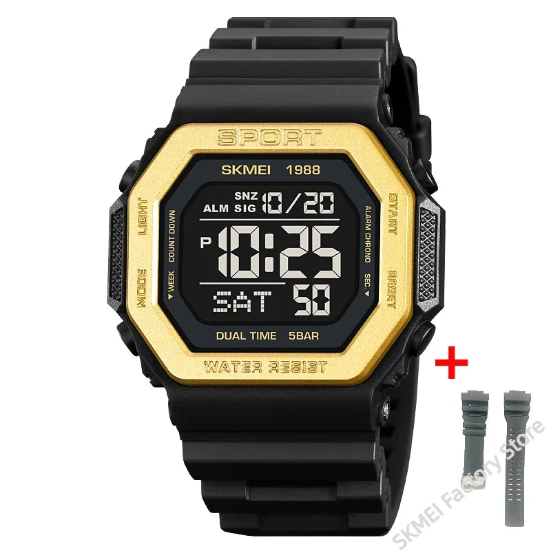 Built for the Grind — SKMEI 1988 Inverse Digital Display Sports Watch, Multi Time Zone, LED Backlight
