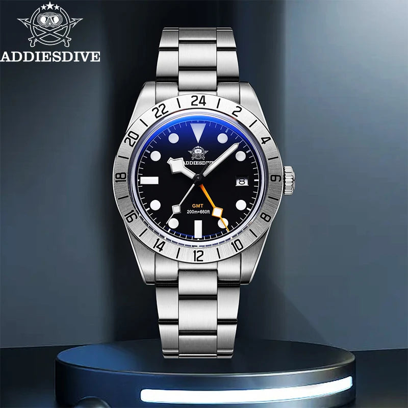 Not Your Average GMT — ADDIESDIVE AD2035 Bubble Mirror Watch, Swiss Ronda Movement, 200M