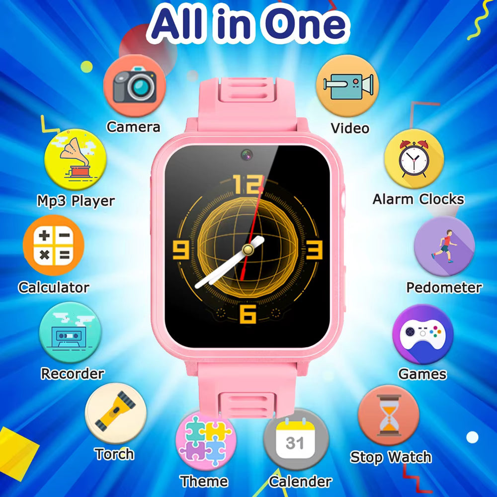 Children'S Wristwatch 24 Games Kids Smart Watch Music Play Pedometer Tracker Time Display Video Audio Record Torch Smartwatch
