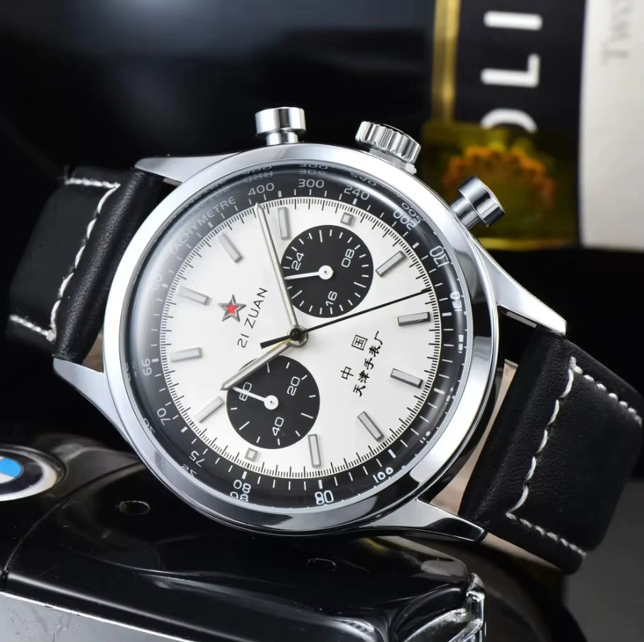 Men'S Watches 1963 Pilot Automatic Watch 42Mm Waterproof Retro Quartz Chronograph Vintage Dress Watch