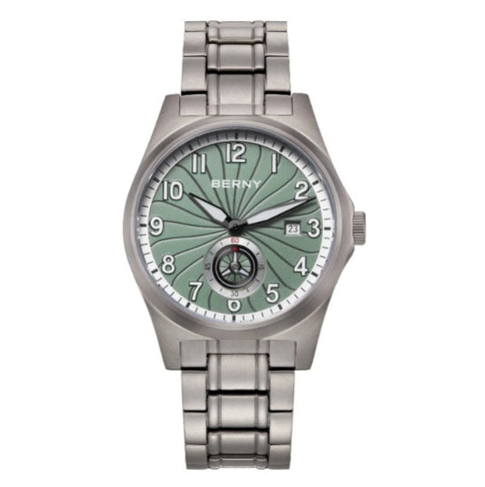 BERNY AMT358MS solid titanium automatic watch with numberless dial