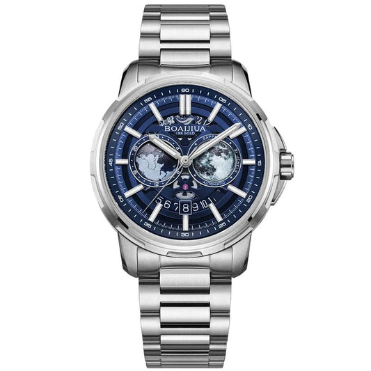 BORIAGE B8002G automatic watch with textured starry sky dial and complete calendar