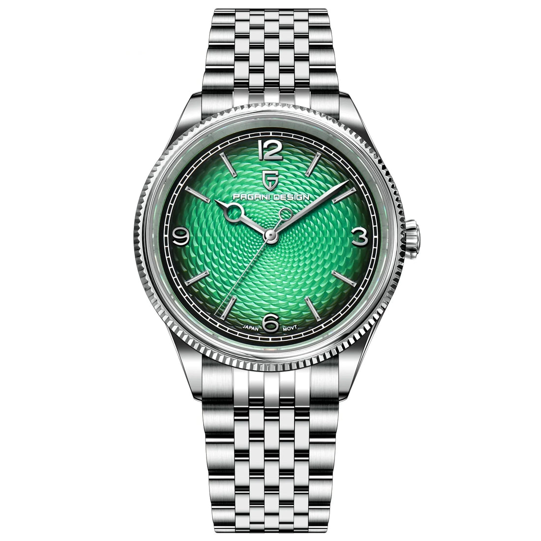 PAGANI DESIGN 1828 mens watch with green wavy textured dial