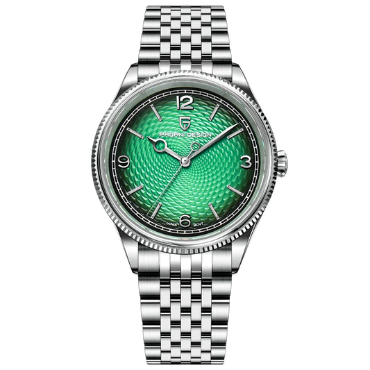 PAGANI DESIGN 1828 mens watch with green wavy textured dial