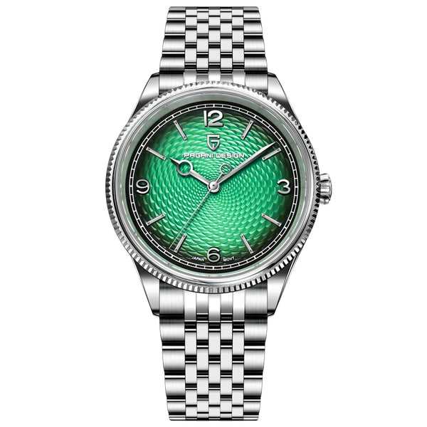 PAGANI DESIGN 1828 mens watch with green wavy textured dial