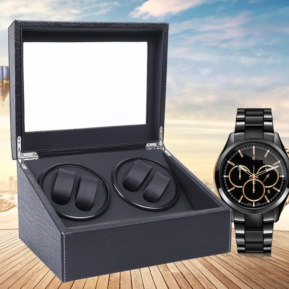 Black High Quality 4+6 Watch Winder Automatic Watch Display Box Luxury Storage Box