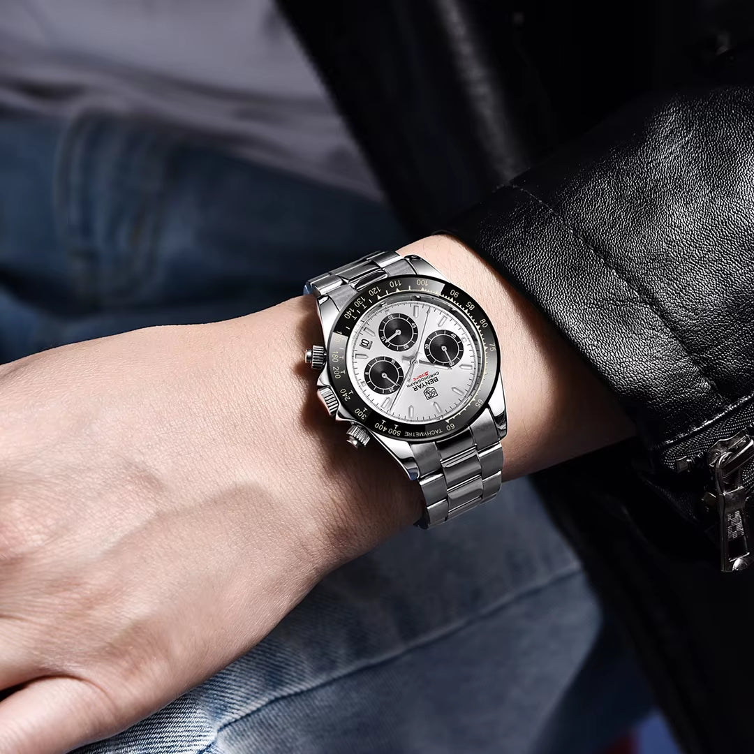Sports Men Quartz Wrist Watch 3Bar Waterproof Stainless Steel Watch for Men Luxury Fashion Chronograph Relojes Hombre