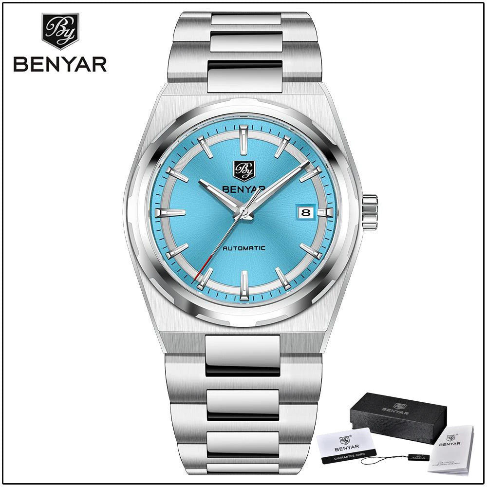Watch Mechanical Wristwatch Stainless Steel Brand Watches Fashionable with Calendar Watch for Men BY5203
