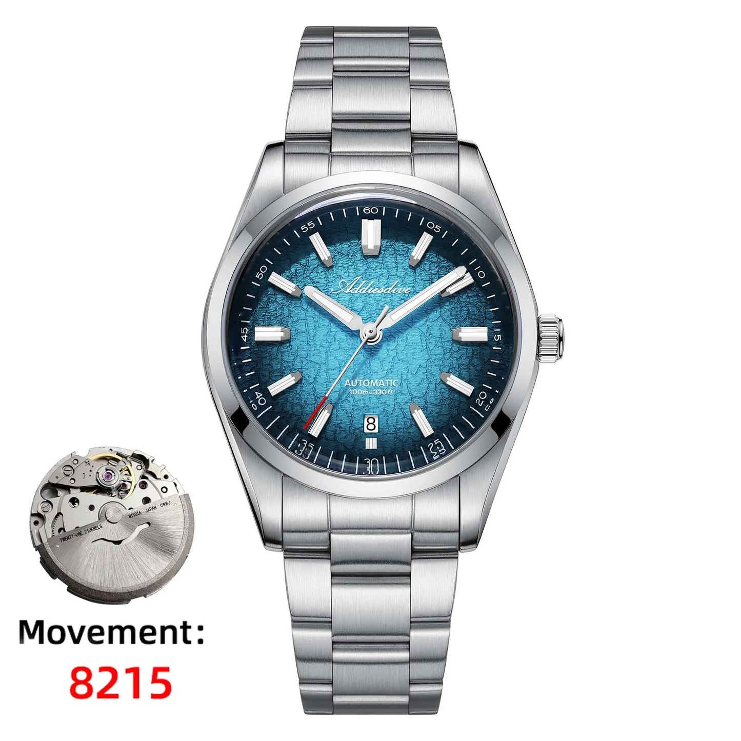 Gradient Diver Watches for Men K1 Mineral Glass Stainless Steel Waterproof Automatic Mechanical Watches AD2531 Luxury