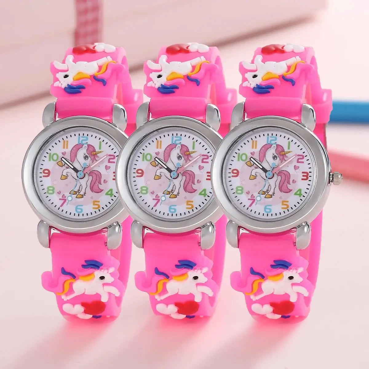 New Fashion Colorful Cartoon Unicorn Student and Children'S Watch Quartz Watch Electronic Watch