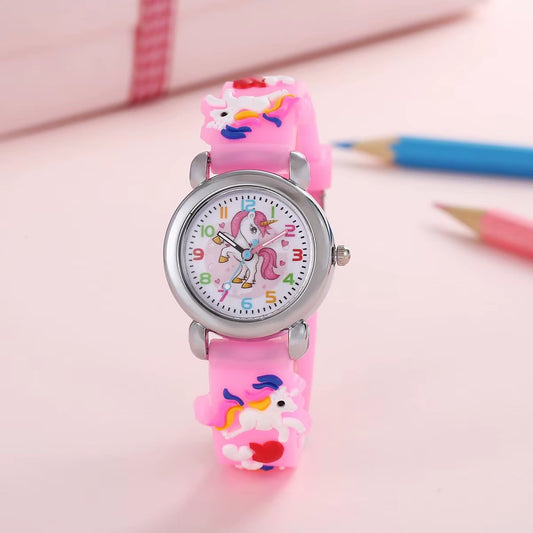 New Fashion Colorful Cartoon Unicorn Student and Children'S Watch Quartz Watch Electronic Watch