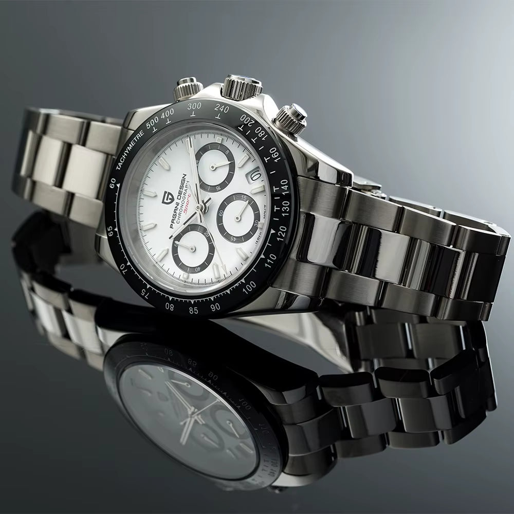 New Ceramic Bezel Men Quartz Wristwatches Luxurys Sapphire Glass Chronograph 100M Waterproof Stainless Watches Men