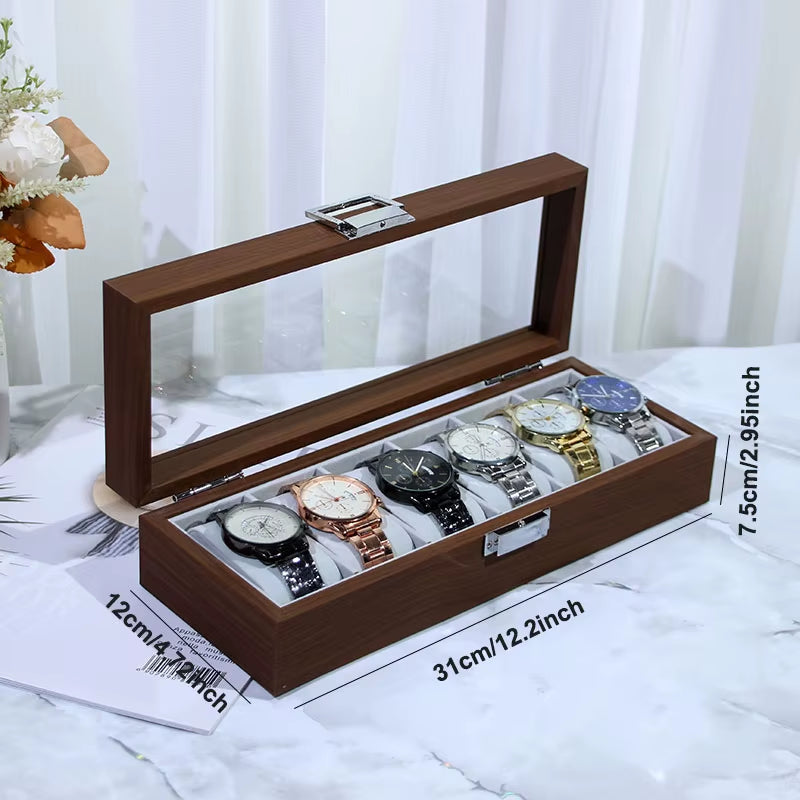 DELESYS New Walnut Wood Creative Watch Box Chinese Style Retro Wood Watch Display Box Large Capacity Beautiful Watch Box