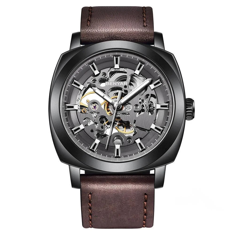 Watch for Men Luxury Skeleton Tourbillon Automatic Mechanical Mens Watch 30M Waterproof Leather Strap Sports Reloj Hombre