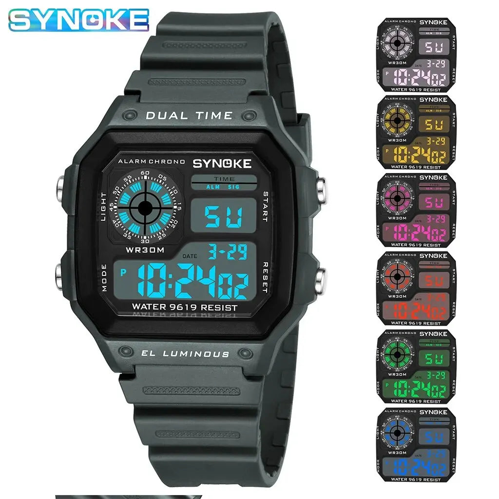 Digital Watches Men Sports Luminous Multifunction Waterproof Women Wristwatch Outdoor and Running Student Seven Lights