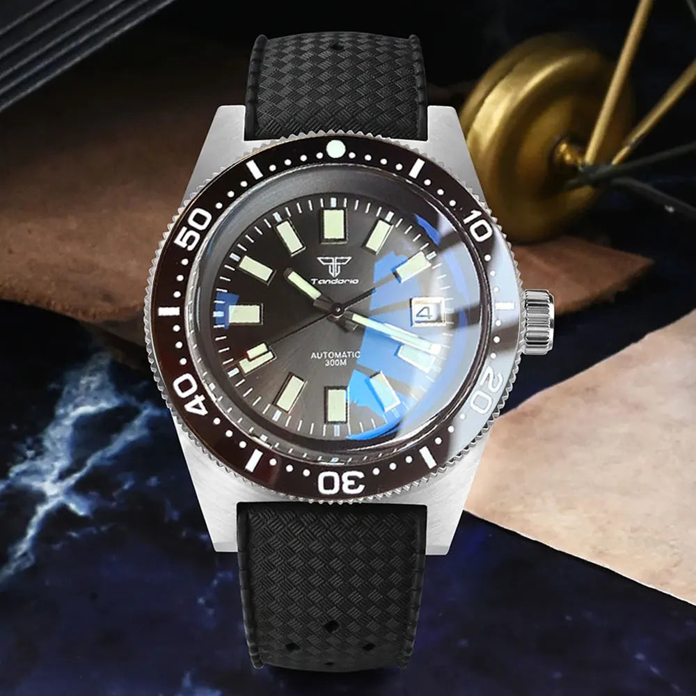 41Mm 62MAS Black Gray Dial NH35A Automatic 300M Diving Men'S Watch Ceramic Bezel Green Lume Bow Sapphire Glass