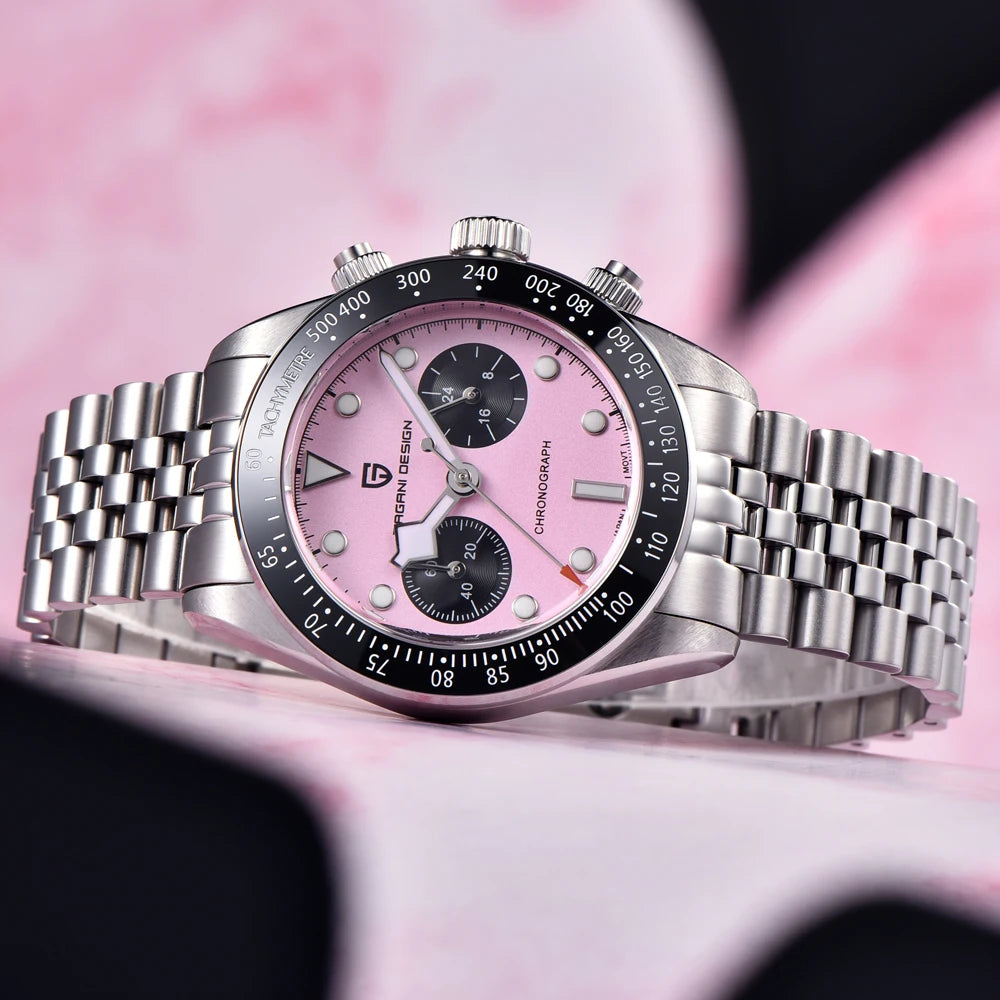 2025 New  Panda Men'S Watches Luxury Quartz Wristwatches Chronograph Man Watch AR Sapphire Mirror VK64 Clock Gifts