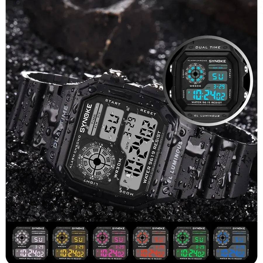 Digital Watches Men Sports Luminous Multifunction Waterproof Women Wristwatch Outdoor and Running Student Seven Lights