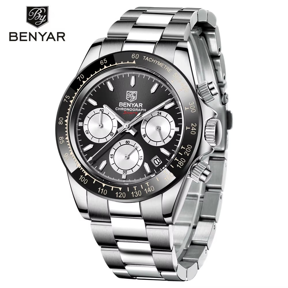Sports Men Quartz Wrist Watch 3Bar Waterproof Stainless Steel Watch for Men Luxury Fashion Chronograph Relojes Hombre