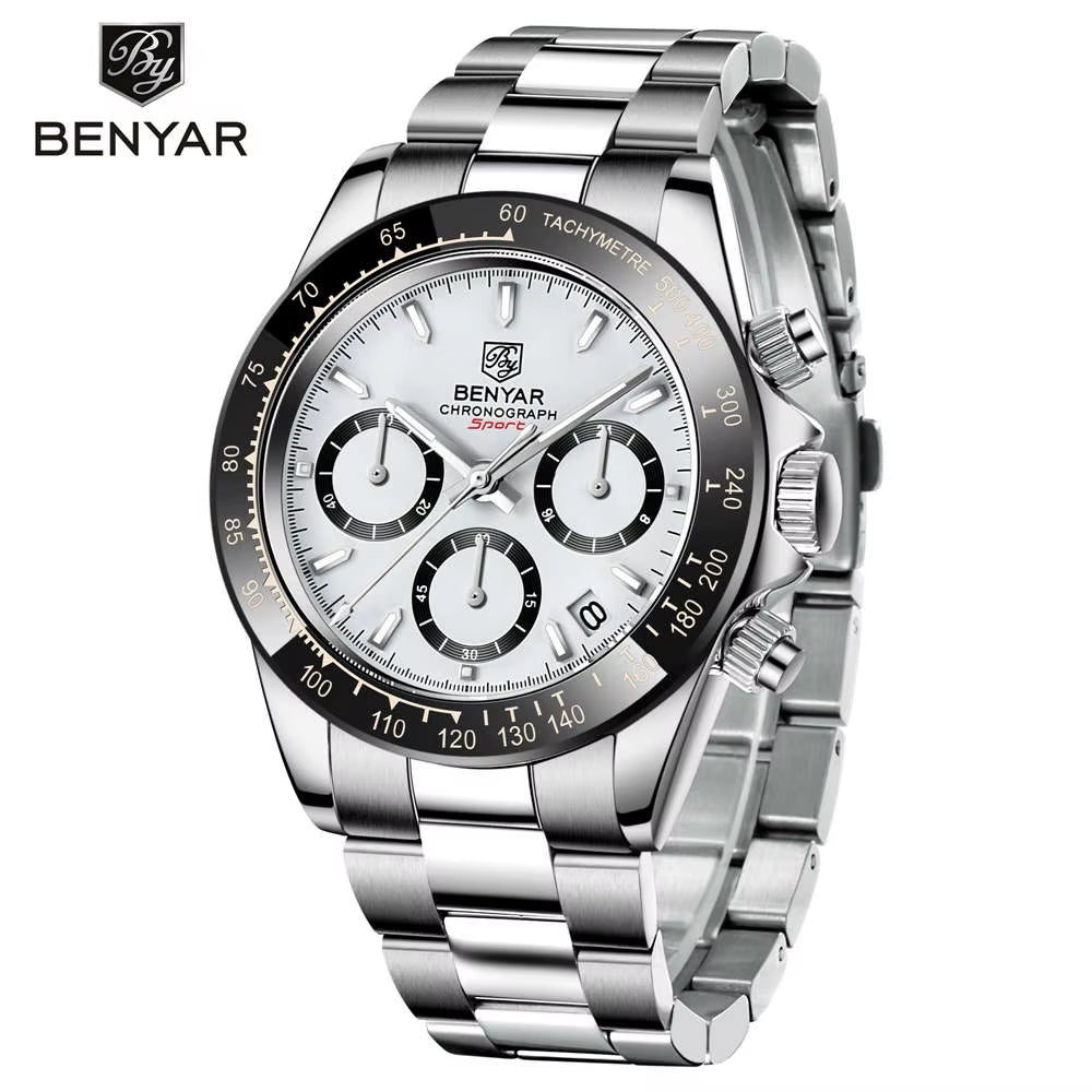 Sports Men Quartz Wrist Watch 3Bar Waterproof Stainless Steel Watch for Men Luxury Fashion Chronograph Relojes Hombre