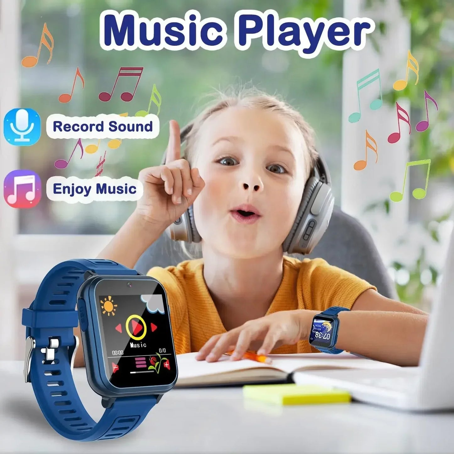 Children'S Wristwatch 24 Games Kids Smart Watch Music Play Pedometer Tracker Time Display Video Audio Record Torch Smartwatch