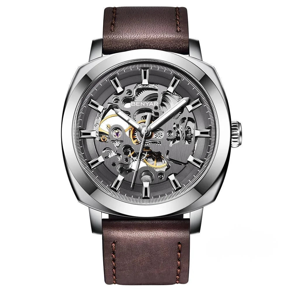 Watch for Men Luxury Skeleton Tourbillon Automatic Mechanical Mens Watch 30M Waterproof Leather Strap Sports Reloj Hombre