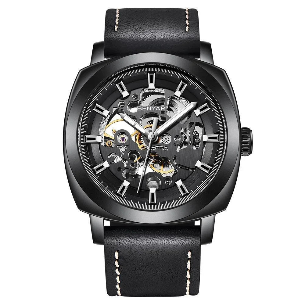 Watch for Men Luxury Skeleton Tourbillon Automatic Mechanical Mens Watch 30M Waterproof Leather Strap Sports Reloj Hombre