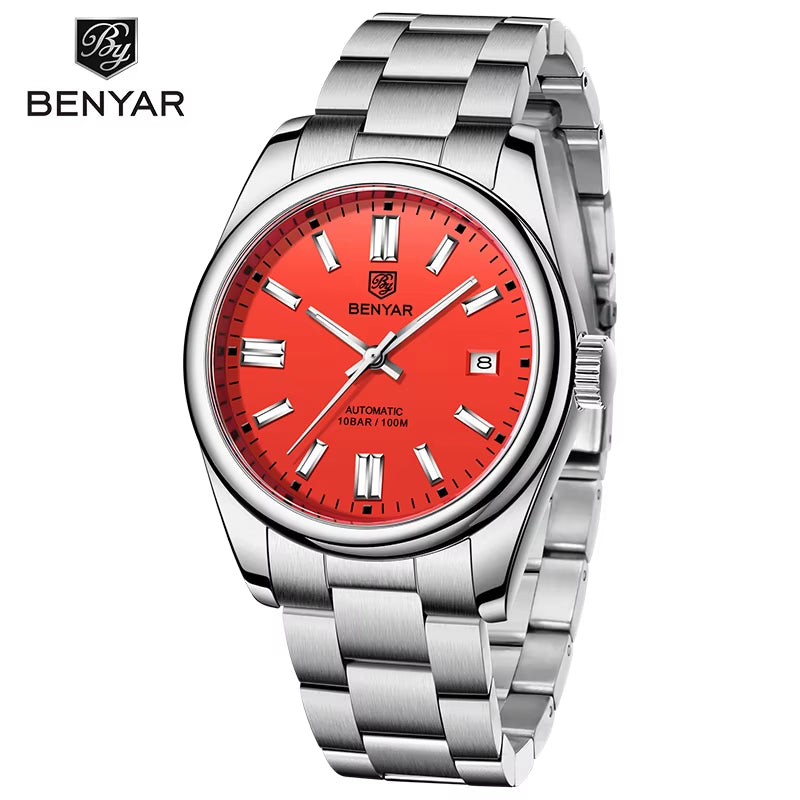 BENYAR 5185 Seagull ST6 Movement Automatic Mechanical Watches Stainless Steel Business Watches Wristwatch for Men