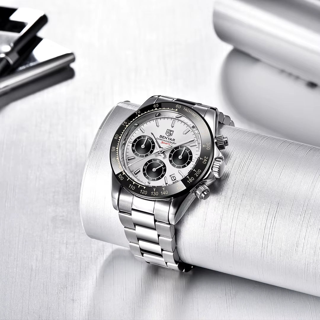 Sports Men Quartz Wrist Watch 3Bar Waterproof Stainless Steel Watch for Men Luxury Fashion Chronograph Relojes Hombre