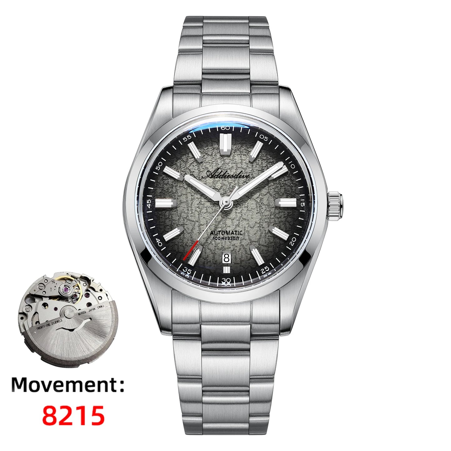 Gradient Diver Watches for Men K1 Mineral Glass Stainless Steel Waterproof Automatic Mechanical Watches AD2531 Luxury