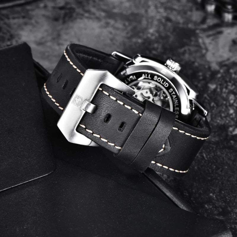 Watch for Men Luxury Skeleton Tourbillon Automatic Mechanical Mens Watch 30M Waterproof Leather Strap Sports Reloj Hombre
