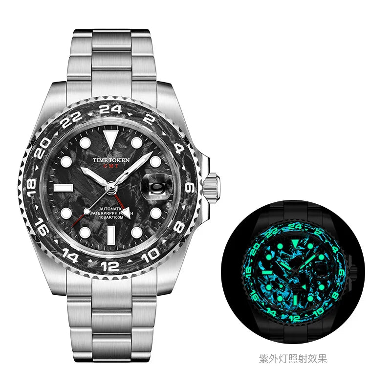 2025 Luxury Divers Watch | 40Mm Carbon Fiber Automatic Mens Watch – 100M Water Resistant