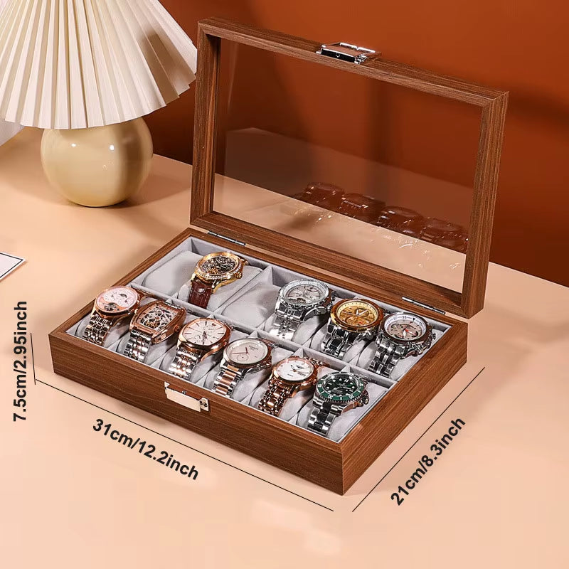 DELESYS New Walnut Wood Creative Watch Box Chinese Style Retro Wood Watch Display Box Large Capacity Beautiful Watch Box