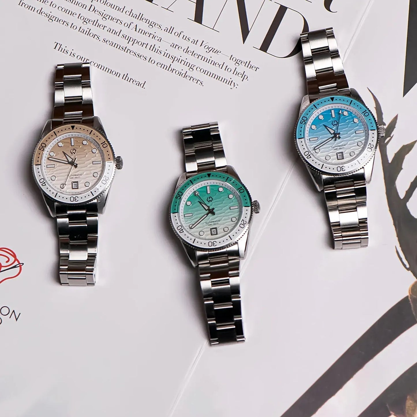 Wishdoit 9012G — Automatic Diver Watch, Ripple Dial, 40mm Case, Miyota Movement, Sapphire