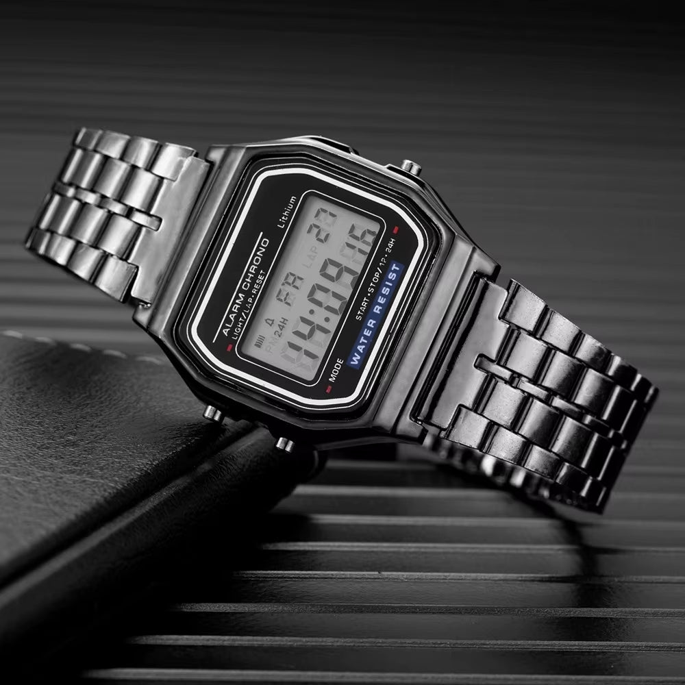 Luxury LED Digital Watch for Men Stainless Steel Men'S Electronic Wristwatch Simple Business Gold Sliver Mens Watch Reloj Hombre