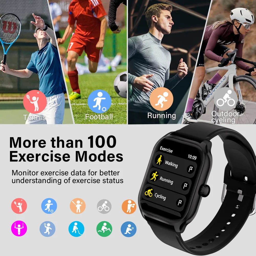 H9 Smart Watch Men Women Sports Fitness Tracker 2.01 Inch HD Screen Bluetooth Talking Smart Watch for Android IOS