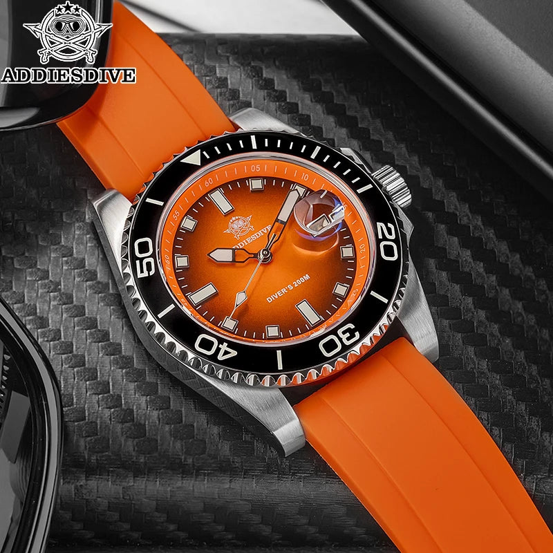 Watch for Men AD2089 Diver Watch Fashion Gradient 41Mm Rotatable Bezel Quartz Watches Waterproof 20Bar BGW9 Luminous