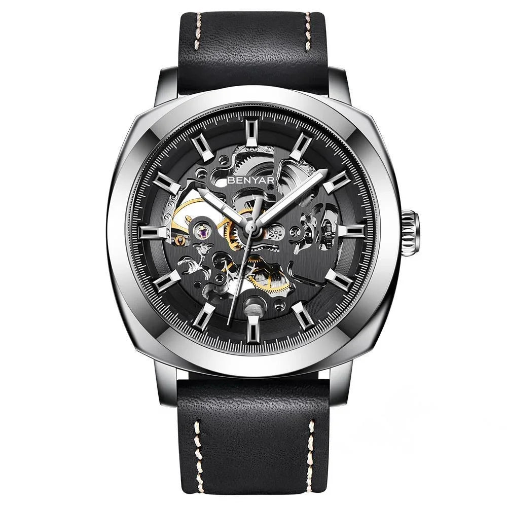 Watch for Men Luxury Skeleton Tourbillon Automatic Mechanical Mens Watch 30M Waterproof Leather Strap Sports Reloj Hombre