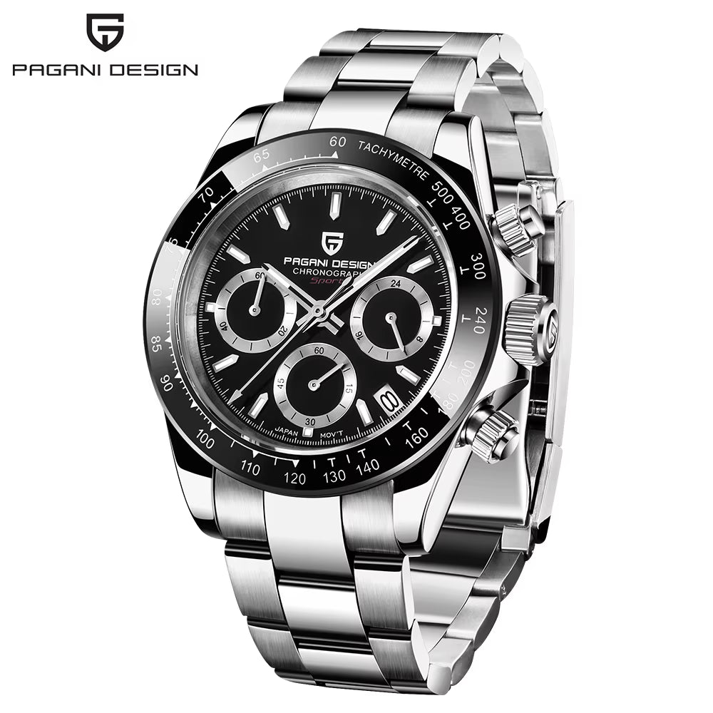New Ceramic Bezel Men Quartz Wristwatches Luxurys Sapphire Glass Chronograph 100M Waterproof Stainless Watches Men
