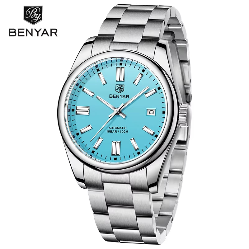 BENYAR 5185 Seagull ST6 Movement Automatic Mechanical Watches Stainless Steel Business Watches Wristwatch for Men