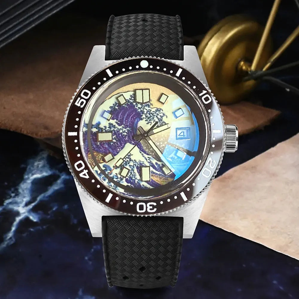41Mm 62MAS Black Gray Dial NH35A Automatic 300M Diving Men'S Watch Ceramic Bezel Green Lume Bow Sapphire Glass