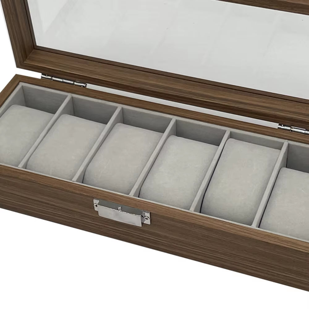 Organizer Box Black Walnut Pattern Wooden 6-Digit Watch Storage Display Box Wooden Watch Packaging Box