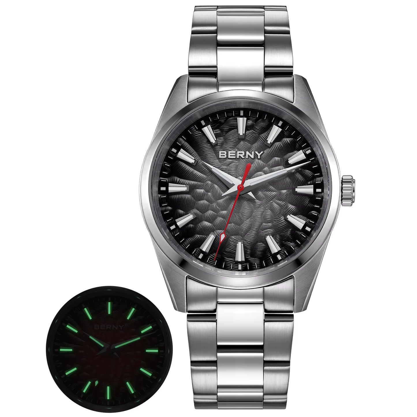 Men'S Watch 10ATM Sapphire Luminous Fashion Quart Watches Full Stainless Steel Classic Dress Business Wristwatch