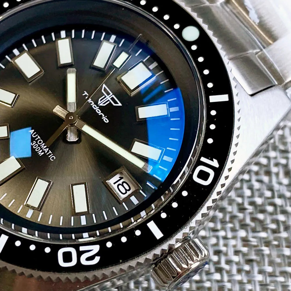 41Mm 62MAS Black Gray Dial NH35A Automatic 300M Diving Men'S Watch Ceramic Bezel Green Lume Bow Sapphire Glass